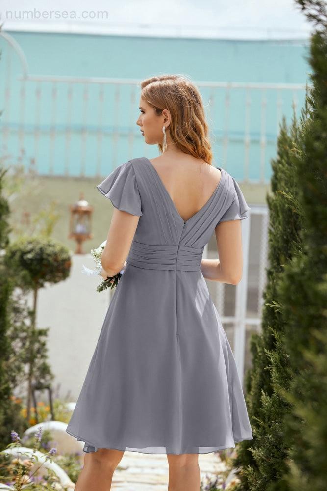Neck Chiffon Bridesmaid Dresses Formal Cocktail Prom Gown Homecoming 28013