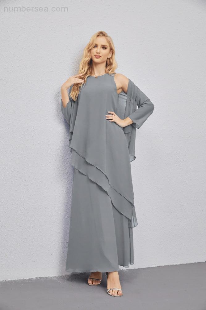 Mother of Bride Dresses with Open Front Lightweight Cardigan Formal Prom Gown 28081-numbersea