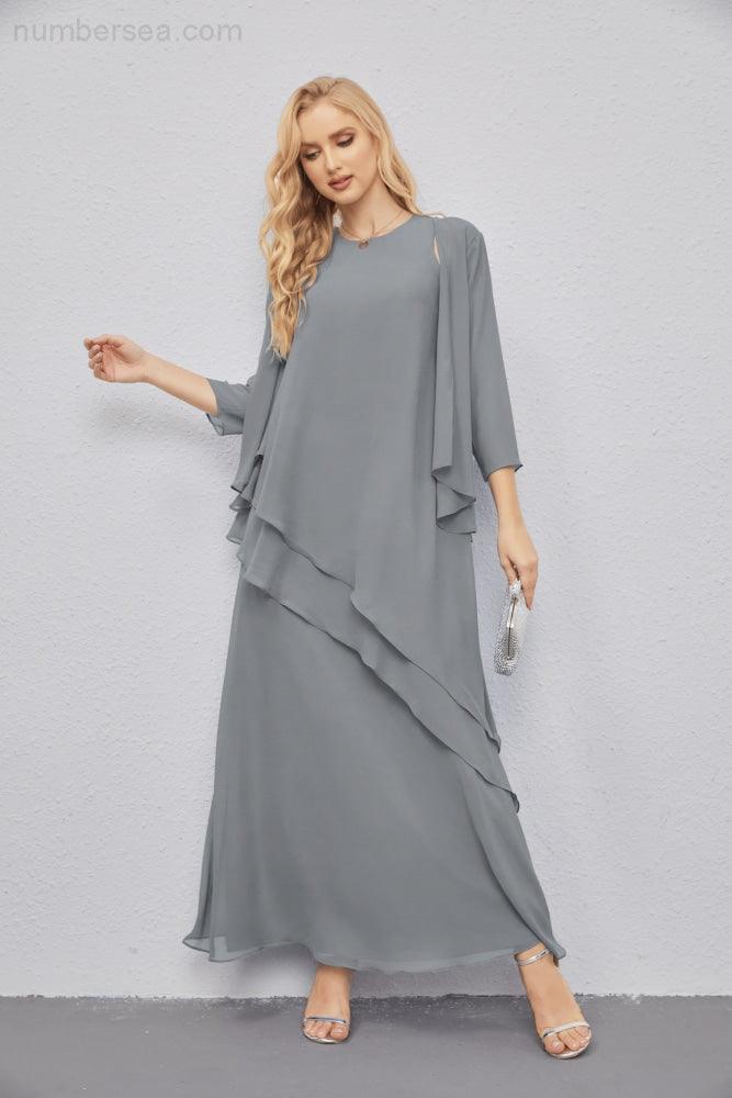 Mother of Bride Dresses with Open Front Lightweight Cardigan Formal Prom Gown 28081-numbersea