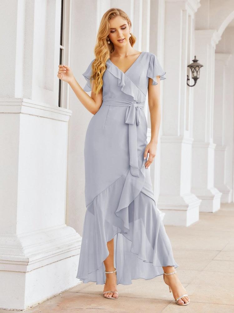 Numbersea Ruffled Bridesmaid Dresses Mermaid Formal Violin Evening Party Prom Gowns 28042-numbersea