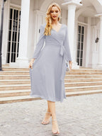 Bridesmaid Dress V-Back Waist Belt Mother of the Bride Wedding Guest 28031-numbersea