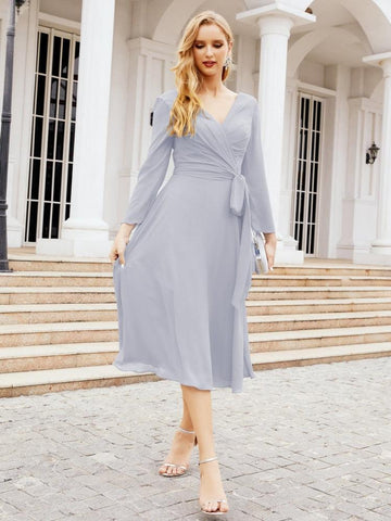 Bridesmaid Dress V-Back Waist Belt Mother of the Bride Wedding Guest 28031-numbersea