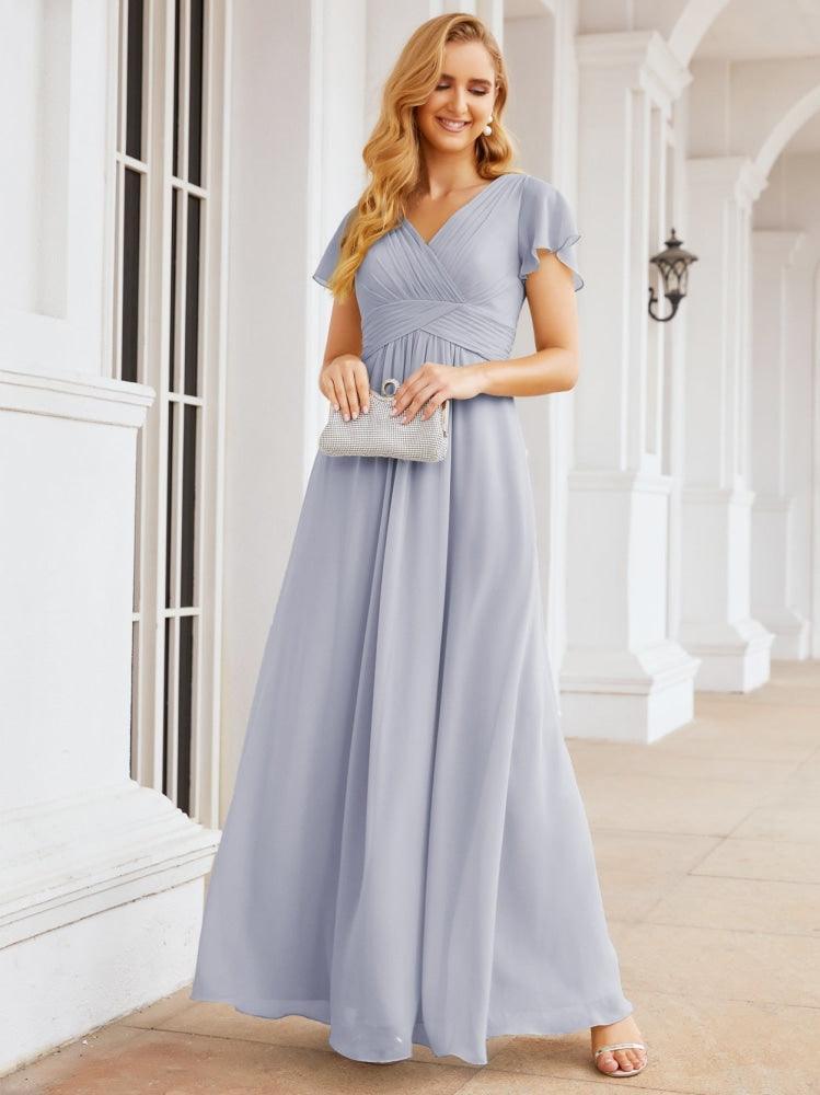 Numbersea Formal Prom Gowns for Mother of The Bride Cap Sleeves Bridesmaid Dress 28047-numbersea