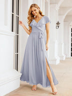 Bridesmaid Dresses with Flutter Sleeves Formal Evening Party Prom Gowns 28044-numbersea