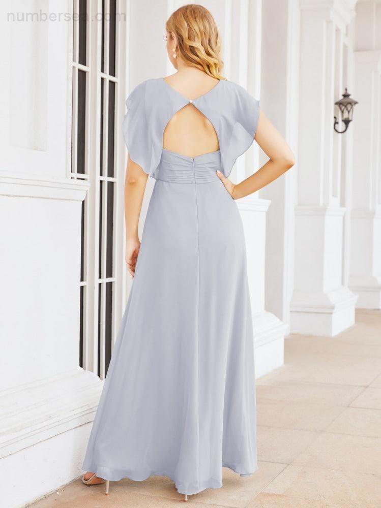 Numbersea Bridesmaid Dresses Cape Formal Prom Dress Open Back Gowns for Mother of The Bride 28058-numbersea