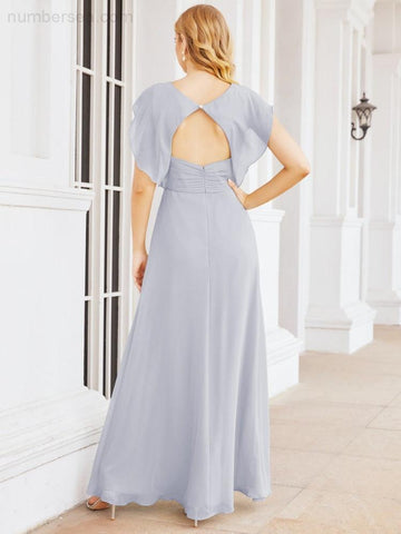 Numbersea Bridesmaid Dresses Cape Formal Prom Dress Open Back Gowns for Mother of The Bride 28058-numbersea