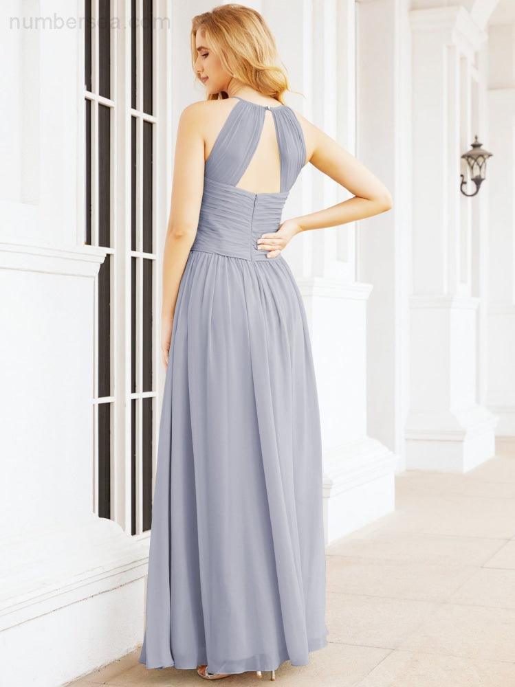 Numbersea Sleeveless Bridesmaid Dresses Long Prom Gown Zipper with Keyhole Back 28056-numbersea