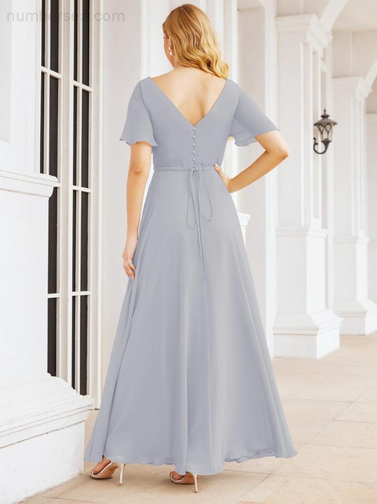 Numbersea Formal Prom Gowns for Mother of The Bride Short Sleeves Bridesmaid Dress 28049-numbersea