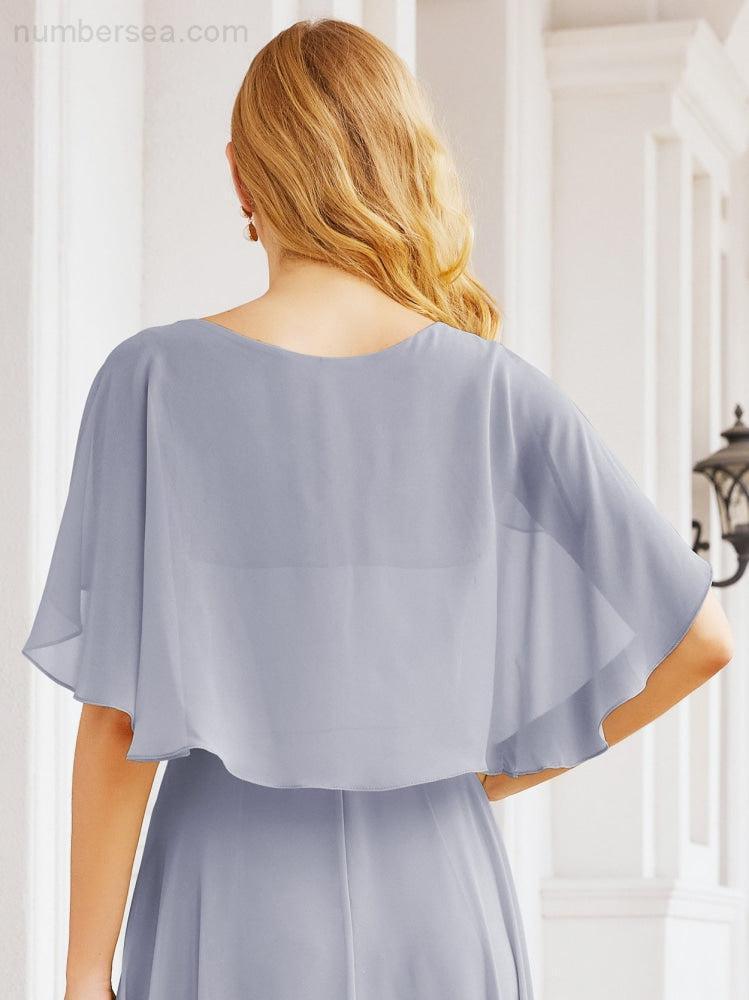 Numbersea Bridesmaid Dresses for Wedding Formal Evening Party Prom Gown with Cape 28050-numbersea