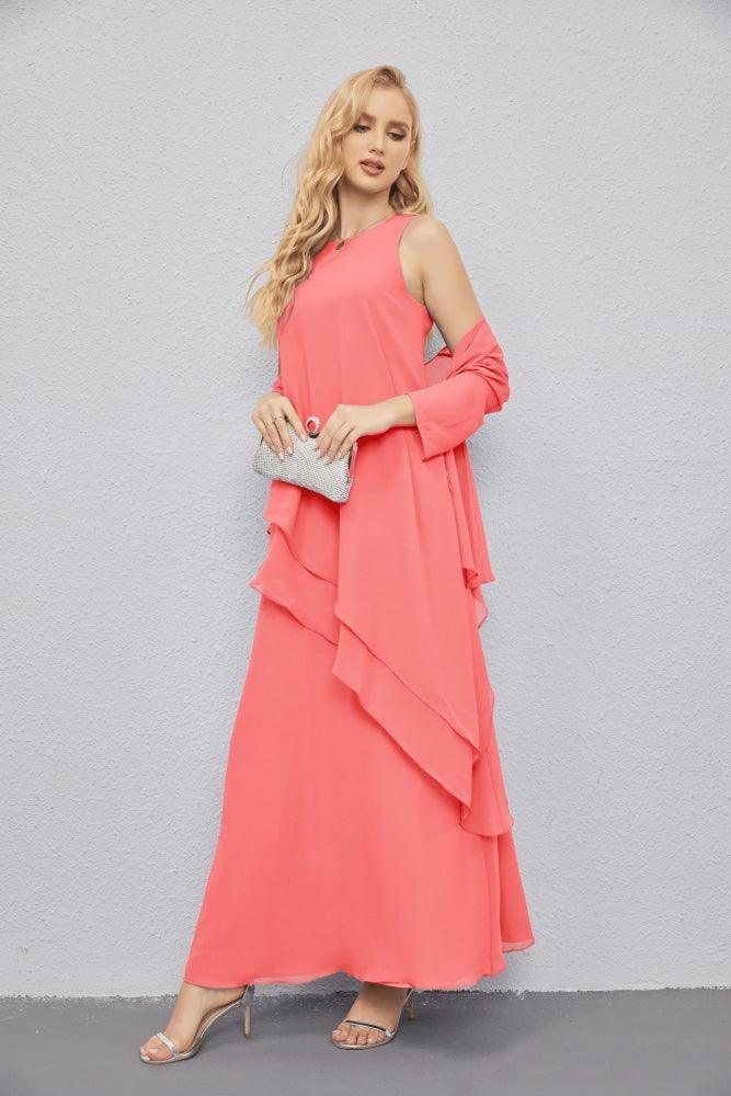 Mother of Bride Dresses with Open Front Lightweight Cardigan Formal Prom Gown 28081-numbersea