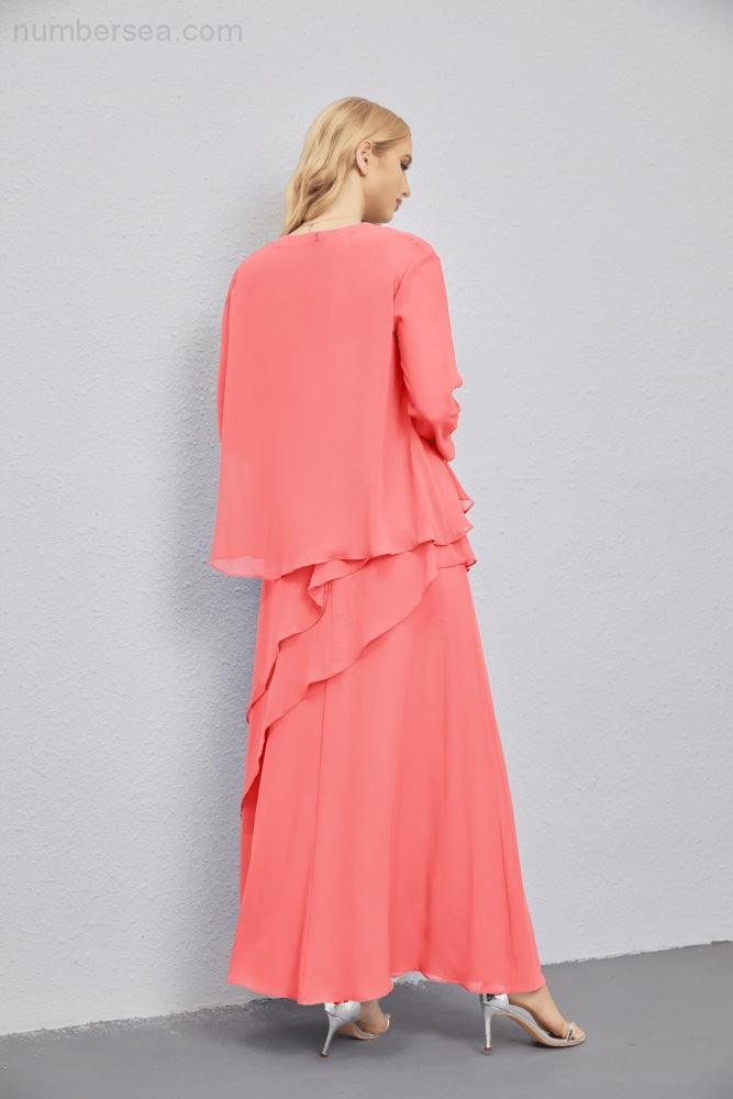 Mother of Bride Dresses with Open Front Lightweight Cardigan Formal Prom Gown 28081-numbersea