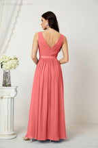 Women's Chiffon Long Bridesmaid Dresses A line Sleeveless Formal Prom Gown for Evening Party Homecoming Dresses 2808-numbersea