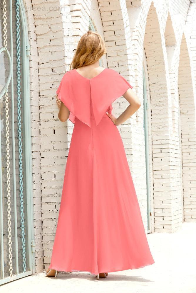 Numbersea Mother Of The Bride Dresses Plus Size V-Neck Floor Length Formal Prom Dress For Wedding