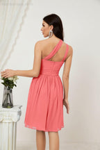 Numbersea Women Chiffon Short One Shoulder Bridesmaid Dress Formal Dresses For Party Homecoming 2804