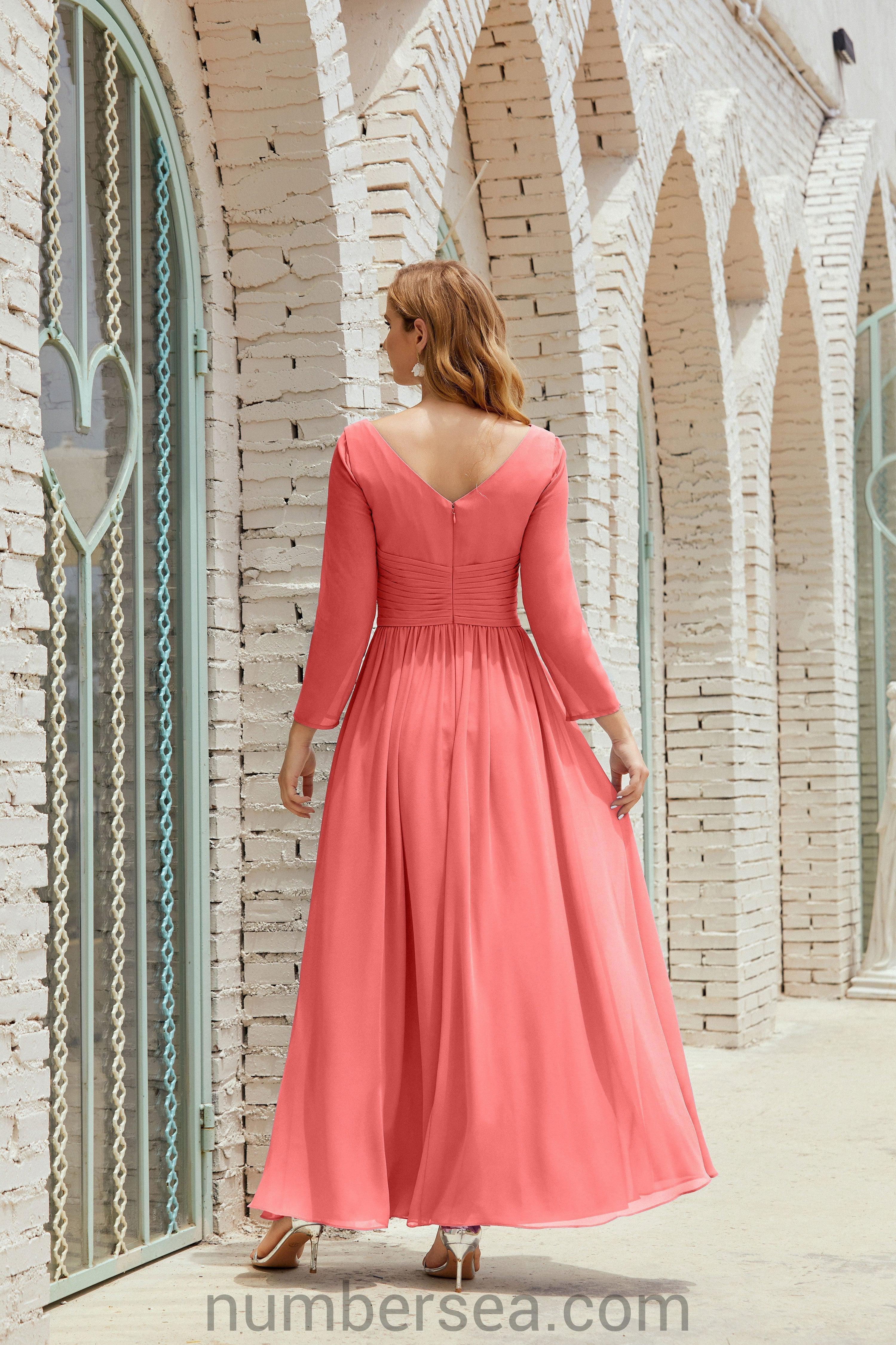Numbersea Bridesmaid Dress Chiffon Formal Party Dress Evening Dress 28016-numbersea