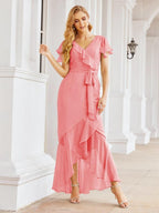 Numbersea Ruffled Bridesmaid Dresses Mermaid Formal Violin Evening Party Prom Gowns 28042-numbersea