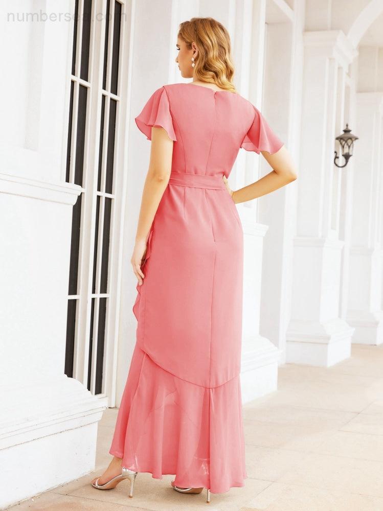 Numbersea Ruffled Bridesmaid Dresses Mermaid Formal Violin Evening Party Prom Gowns 28042-numbersea