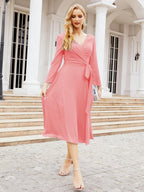 Bridesmaid Dress V-Back Waist Belt Mother of the Bride Wedding Guest 28031-numbersea