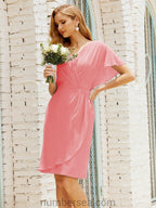 Homecoming Dresses Knee Length Sleeveless Prom Gowns 28021 Coral Pink