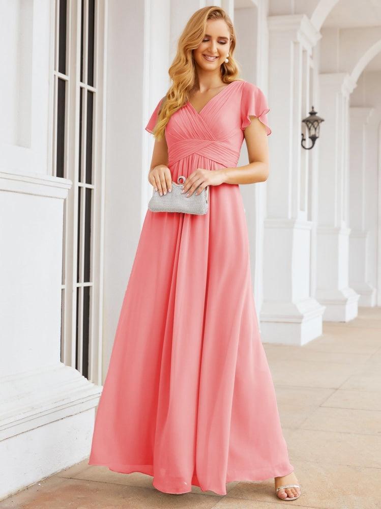 Numbersea Formal Prom Gowns for Mother of The Bride Cap Sleeves Bridesmaid Dress 28047-numbersea