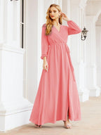 Numbersea Women's Chiffon Bridesmaid Dress A line Long Sleeves Formal Evening Prom Gown for Wedding Guest 28032-numbersea