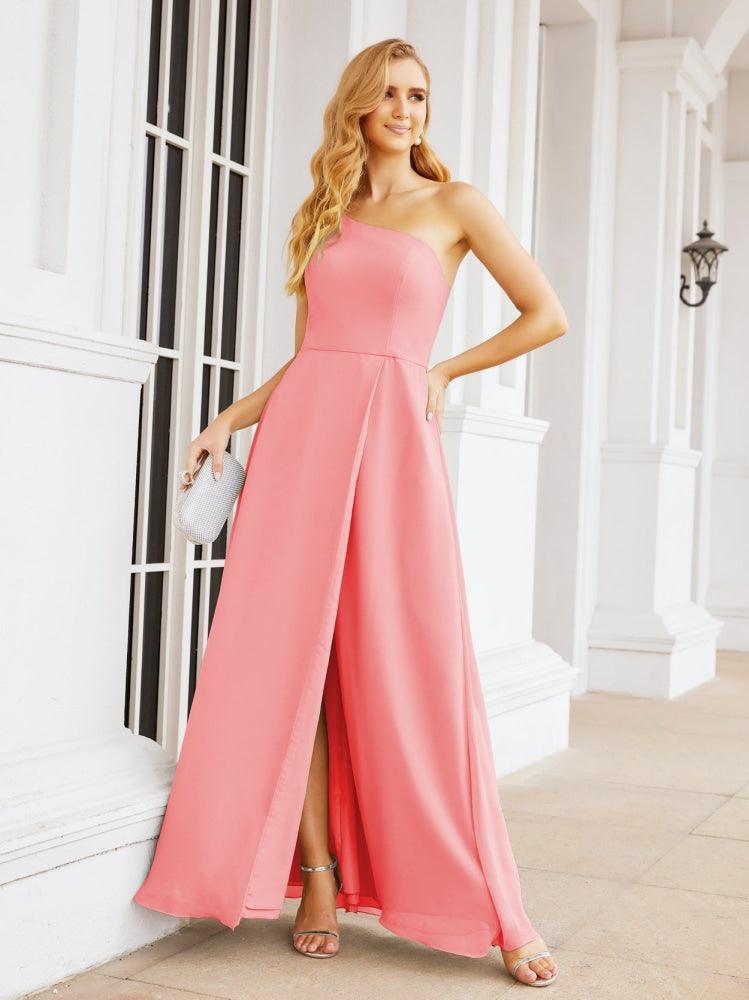 Numbersea Women's One Shoulder Formal Prom Gowns for Mother of The Bride Side Slit Bridesmaid Dresses 28052-numbersea