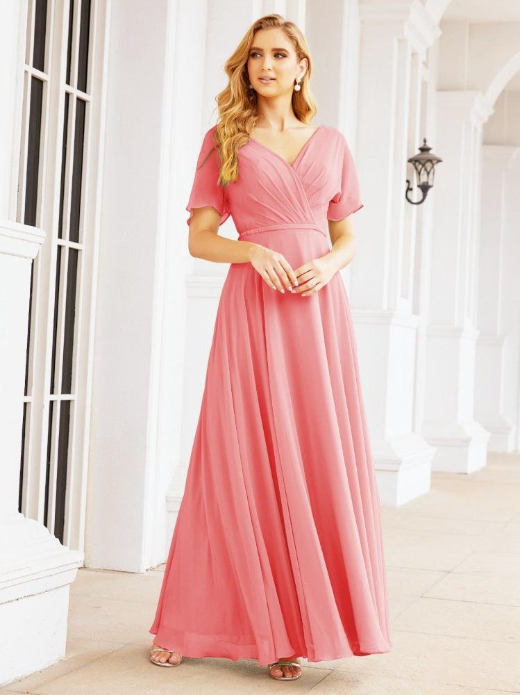 Numbersea Formal Prom Gowns for Mother of The Bride Short Sleeves Bridesmaid Dress 28049-numbersea