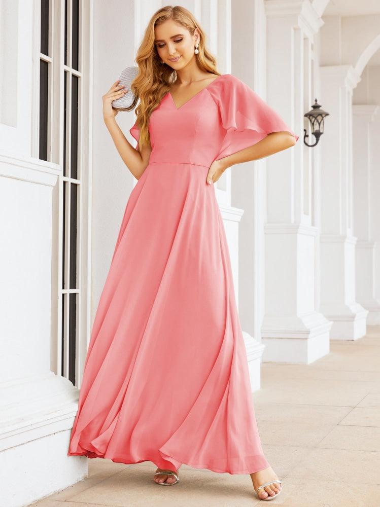 Numbersea Bridesmaid Dresses for Wedding Formal Evening Party Prom Gown with Cape 28050-numbersea