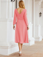 Bridesmaid Dress V-Back Waist Belt Mother of the Bride Wedding Guest 28031-numbersea