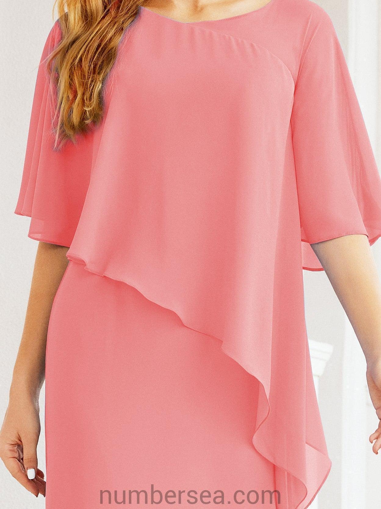 Numbersea Formal Party Gown Dress Long Chiffon Mother Of The Bride Dresses With Ruffle Cape 28026