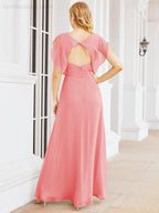 Numbersea Bridesmaid Dresses Cape Formal Prom Dress Open Back Gowns for Mother of The Bride 28058-numbersea