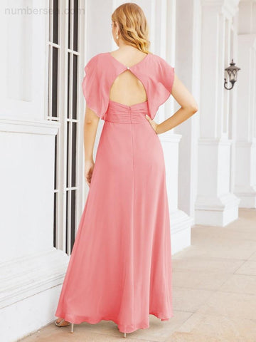 Numbersea Bridesmaid Dresses Cape Formal Prom Dress Open Back Gowns for Mother of The Bride 28058-numbersea