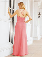 Numbersea Halter Bridesmaid Dresses with Pockets Sleeveless Formal Evening Party Prom Gowns 28055-numbersea