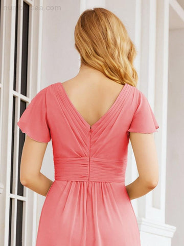 Numbersea Formal Prom Gowns for Mother of The Bride Cap Sleeves Bridesmaid Dress 28047-numbersea