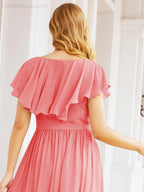 Bridesmaid Dresses with Flutter Sleeves Formal Evening Party Prom Gowns 28044-numbersea