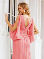 Numbersea Bridesmaid Dresses with Split for Wedding Party Flutter Sleeves 28045-numbersea