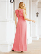Formal Prom Gown Elegant V-Neck Sleeveless Bridesmaid Dresses for Wedding Party 28037-numbersea