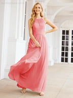 Numbersea Sleeveless Bridesmaid Dresses Long Prom Gown Zipper with Keyhole Back 28056-numbersea