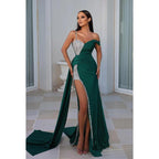 Etui-Linie/Säule Träger Perlenbesetzt Satin Rüschen Ärmellos Ball Abendkleid