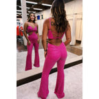 Glitzer-Jumpsuits mit herzförmigem Ausschnitt und Spaghettiträgern, Ballkleid, formelles Kleid 
