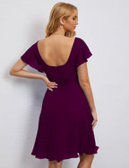 Numbersea Chiffon Bridesmaid Dress V Neck Short Cocktail Gowns For Juniors Homecoming Dresses 28077