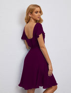 Numbersea Chiffon Bridesmaid Dress V Neck Short Cocktail Gowns For Juniors Homecoming Dresses 28077