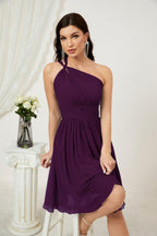 Numbersea Women Chiffon Short One Shoulder Bridesmaid Dress Formal Dresses For Party Homecoming 2804