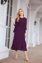Two-Piece A-Line Mother Of The Bride Dress Formal Party Gown 28072 Grape