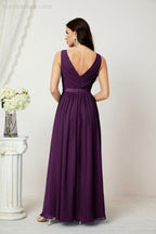 Women's Chiffon Long Bridesmaid Dresses A line Sleeveless Formal Prom Gown for Evening Party Homecoming Dresses 2808-numbersea