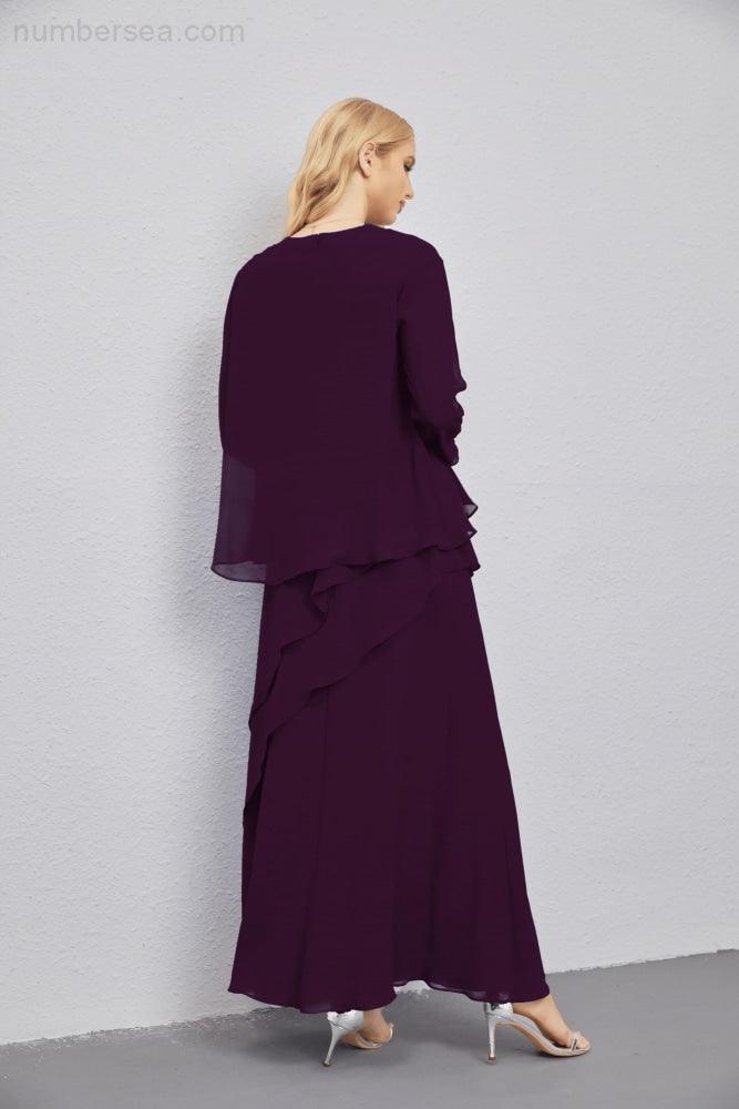 Mother of Bride Dresses with Open Front Lightweight Cardigan Formal Prom Gown 28081-numbersea