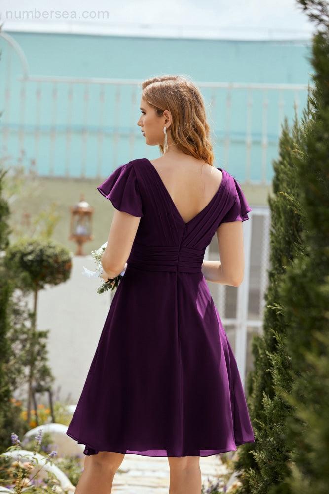 Neck Chiffon Bridesmaid Dresses Formal Cocktail Prom Gown Homecoming 28013