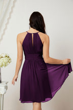 Halter Bridesmaid Dresses Knee Length A Line Formal Evening Party Cocktail Dress 28011
