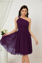 Numbersea Women Chiffon Short One Shoulder Bridesmaid Dress Formal Dresses For Party Homecoming 2804