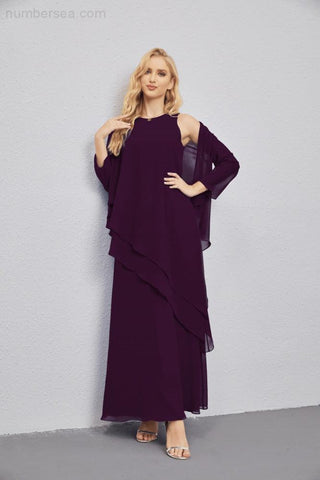 Mother of Bride Dresses with Open Front Lightweight Cardigan Formal Prom Gown 28081-numbersea